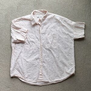 Madewell Light Pink Eyelet Button Down Shirt – Women’s M Cotton Top